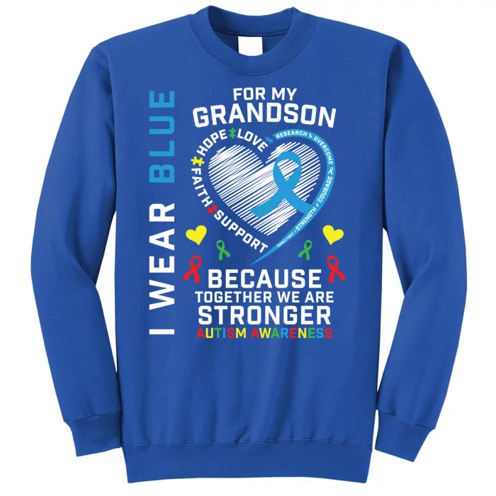 Grandma Grandpa Puzzle Heart I Wear Blue For Grandson Autism Gift Sweatshirt