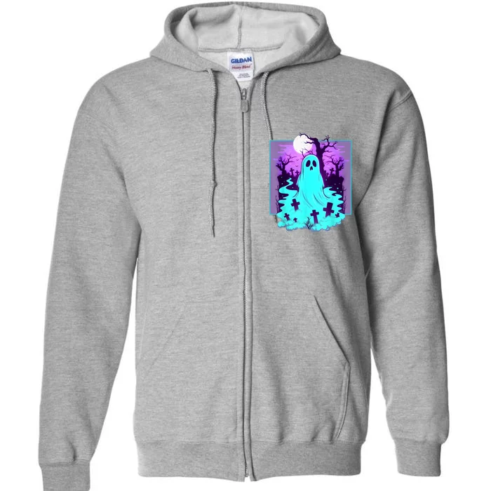 Ghost Graveyard Pastel Goth Cute Spooky Halloween Aesthetic Full Zip Hoodie