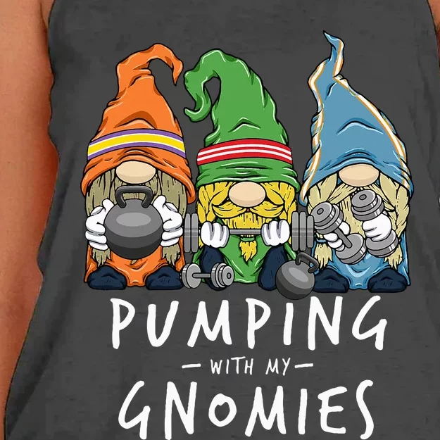 Gym Gnomes Pumping with My Gnomies Workout Fitness Women's Knotted Racerback Tank