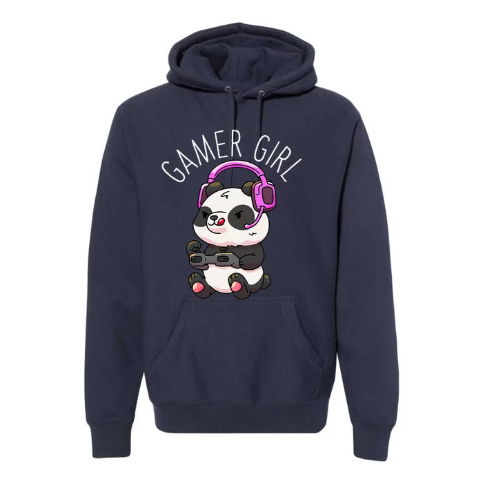 Gamer Girl Panda Gaming Pandas Video Game Premium Hoodie