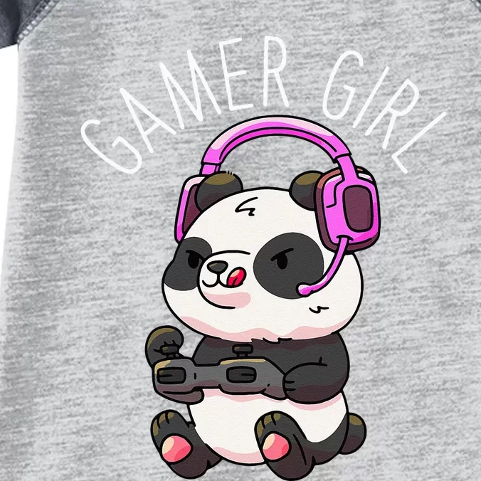 Gamer Girl Panda Gaming Pandas Video Game Infant Baby Jersey Bodysuit