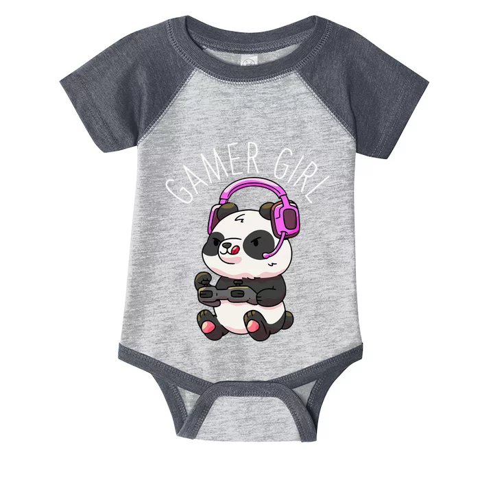 Gamer Girl Panda Gaming Pandas Video Game Infant Baby Jersey Bodysuit