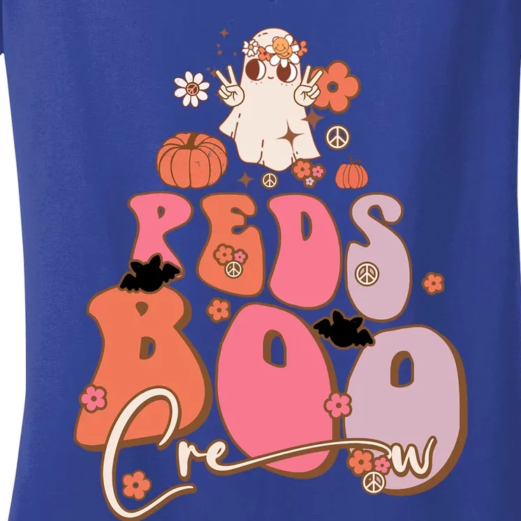 Groovy Ghost Peds Boo Crew Halloween Cute Boo Cool Gift Women's V-Neck T-Shirt