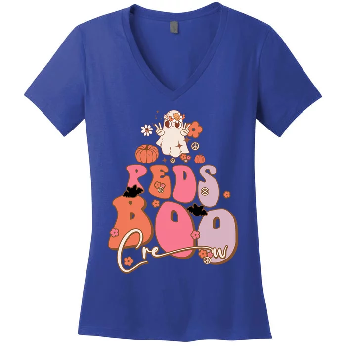 Groovy Ghost Peds Boo Crew Halloween Cute Boo Cool Gift Women's V-Neck T-Shirt