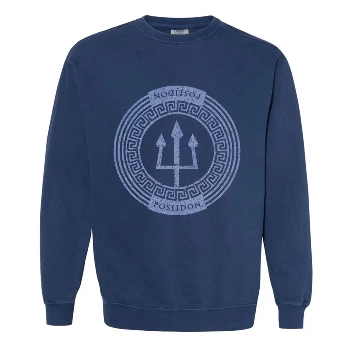 Greek God Poseidon Sea Trident Garment-Dyed Sweatshirt