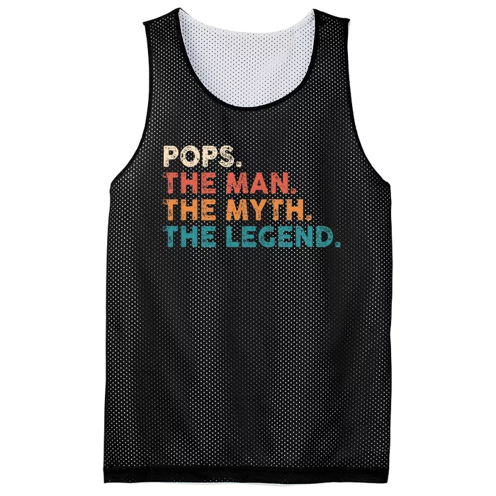 Grandpa Gift Pops The Man The Myth The Legend Fathers Day 80 Mesh Reversible Basketball Jersey Tank