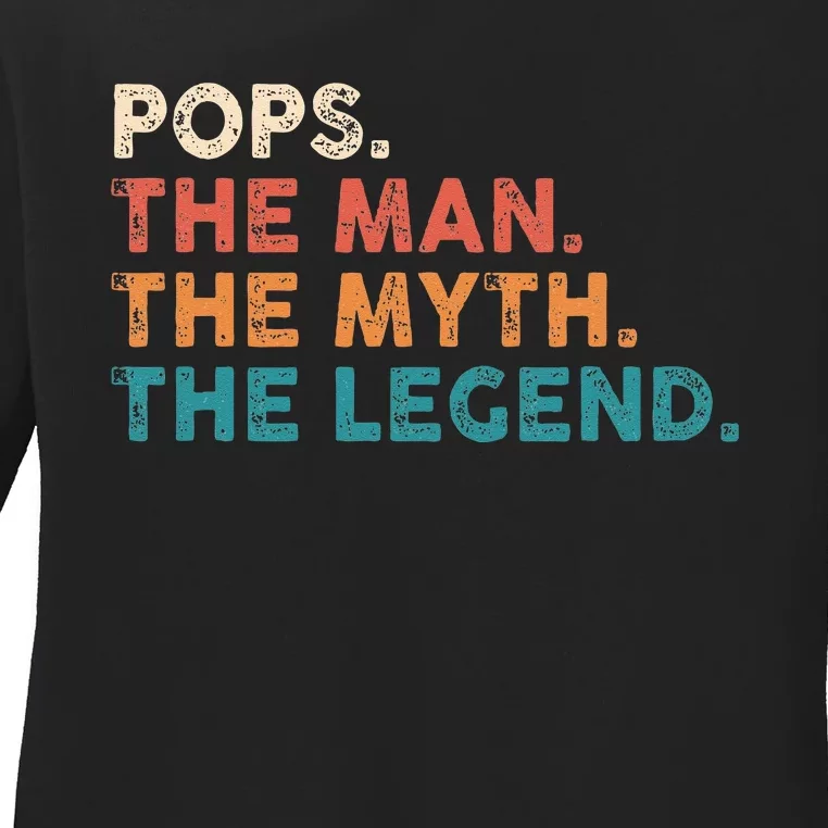 Grandpa Gift Pops The Man The Myth The Legend Fathers Day 80 Ladies Long Sleeve Shirt