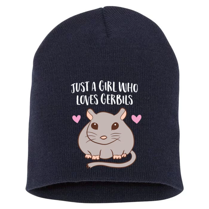 Gerbil Girl Pet Owner Gift Just a Girl Who Loves Gerbils Short Acrylic Beanie