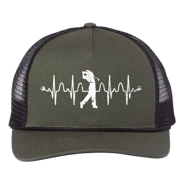 Golfer Golf Player Heartbeat Golf Course Golf Meaningful Gift Retro Rope Trucker Hat Cap