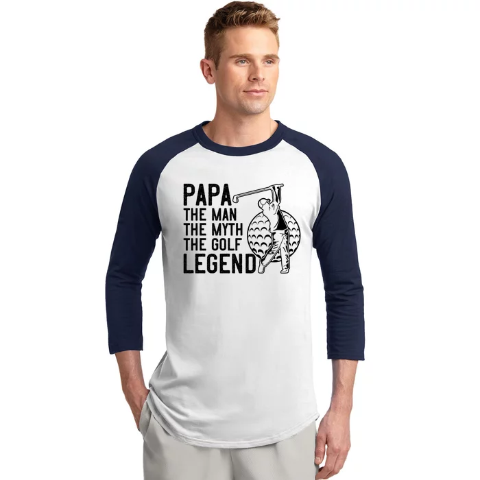 Golfing Gift Papa The The Myth Golf Legend Gift Baseball Sleeve Shirt