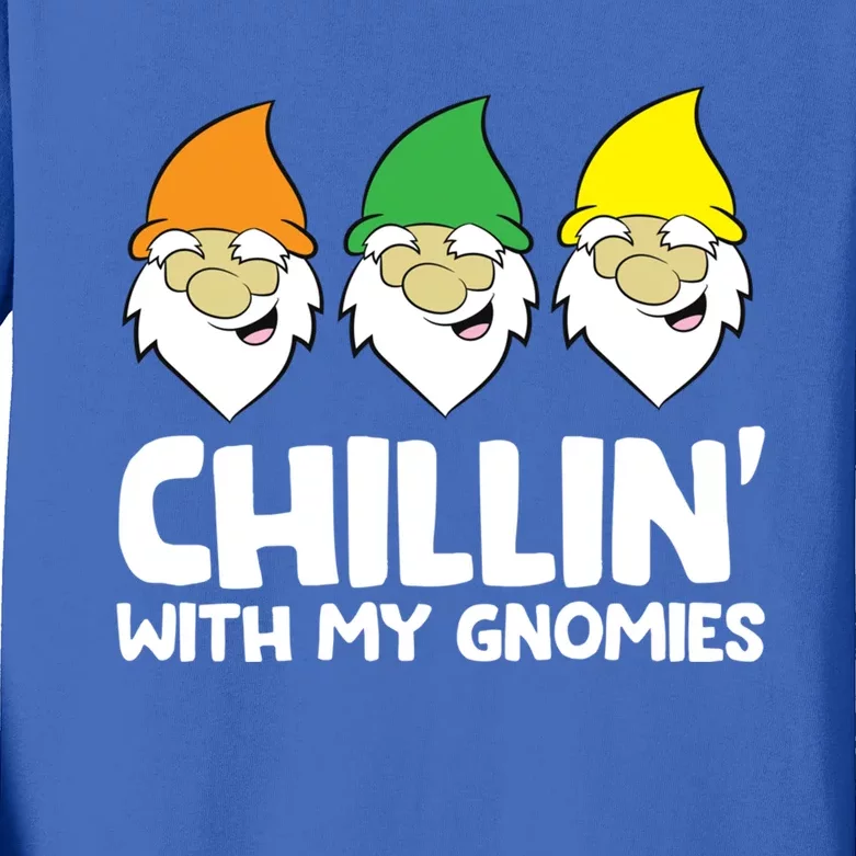 Garden Gnome Present Chillin With My Gnomies Gift Kids Long Sleeve Shirt