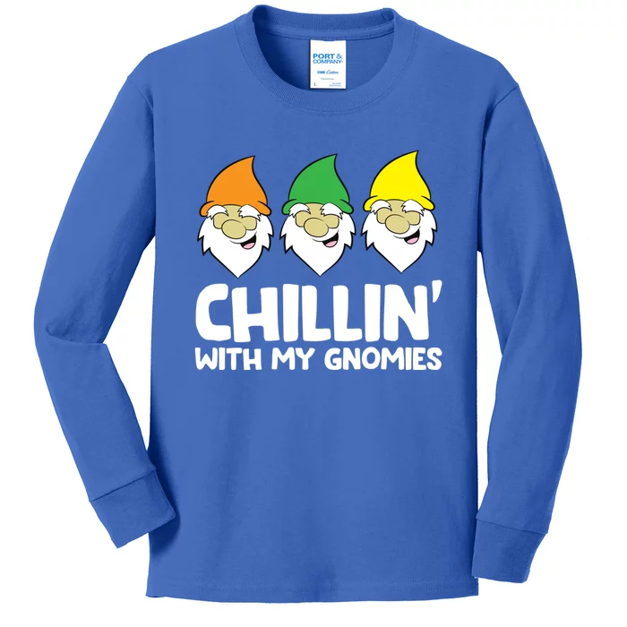 Garden Gnome Present Chillin With My Gnomies Gift Kids Long Sleeve Shirt