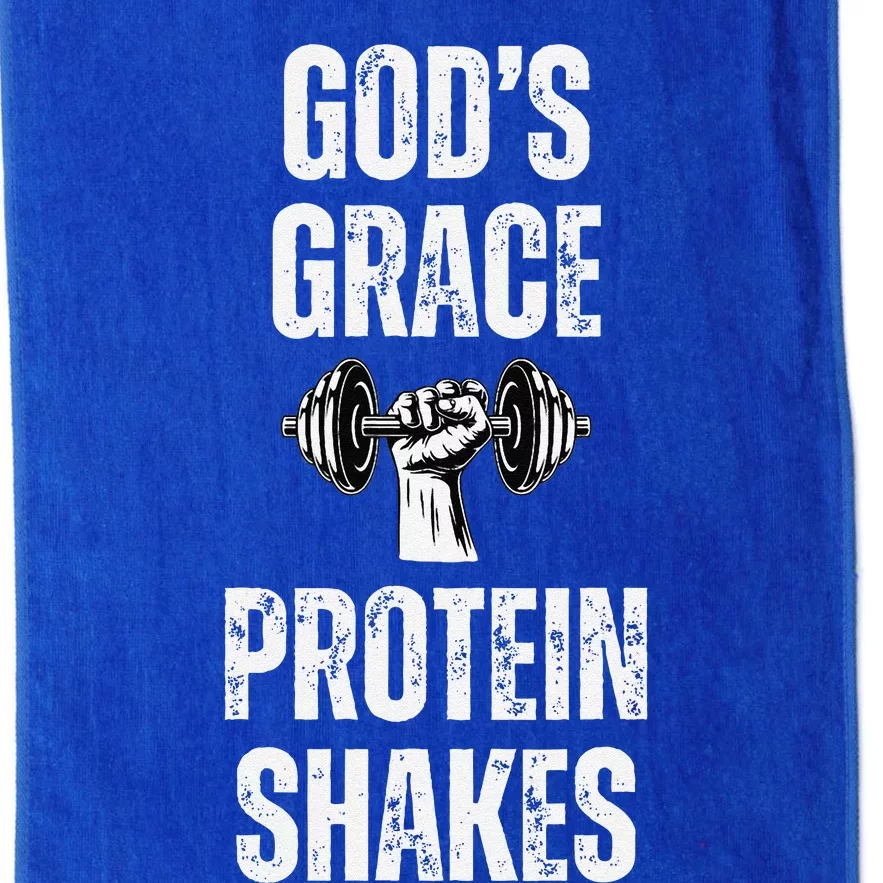 GodS Grace Protein Shakes Dumbbell Christian Workout Gym Platinum Collection Golf Towel