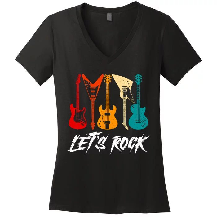 Guitarist Guitar Player Rock Music Lover Guitar Women's V-Neck T-Shirt