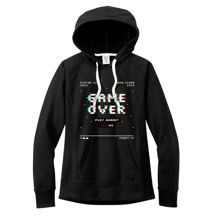 Gaming Gameover Play Again 70s 80s Great Gift Women's Fleece Hoodie