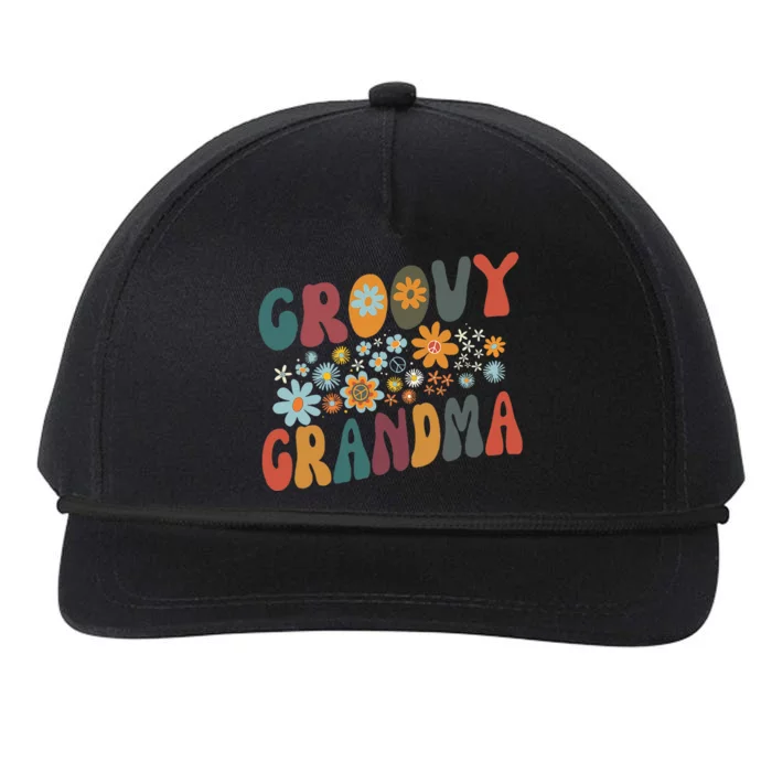 Groovy Grandma Retro Colorful Flowers Grandmother Snapback Five-Panel Rope Hat