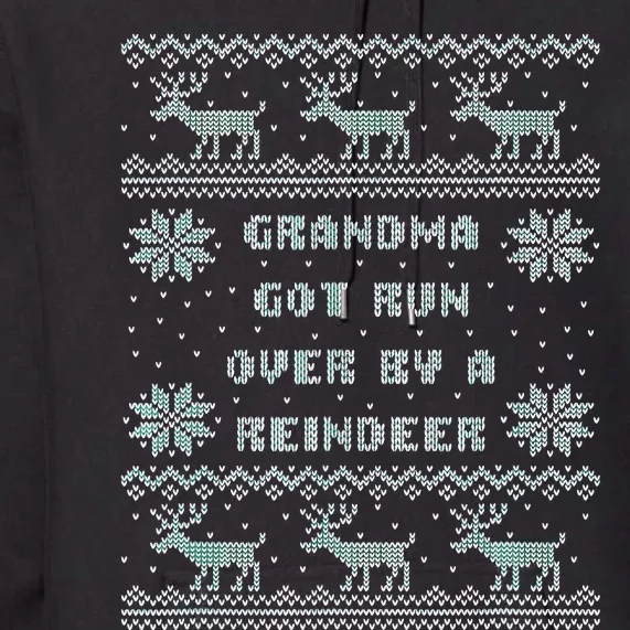 Grandma Got Run Over by A Reindeer Ugly Costume Funny Premium Hoodie