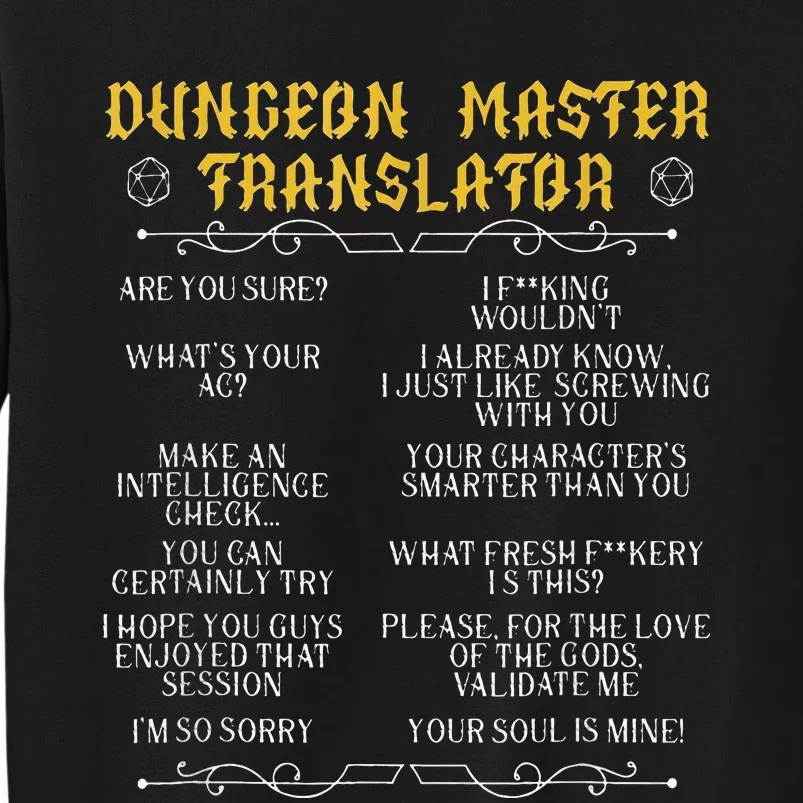 GamingmasterBoard Game Role Player Dungeon Tall Sweatshirt