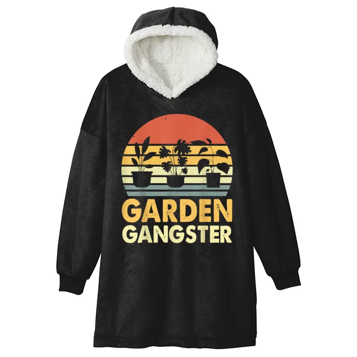 Garden Gangster Retro Vintage Gardening Hooded Wearable Blanket