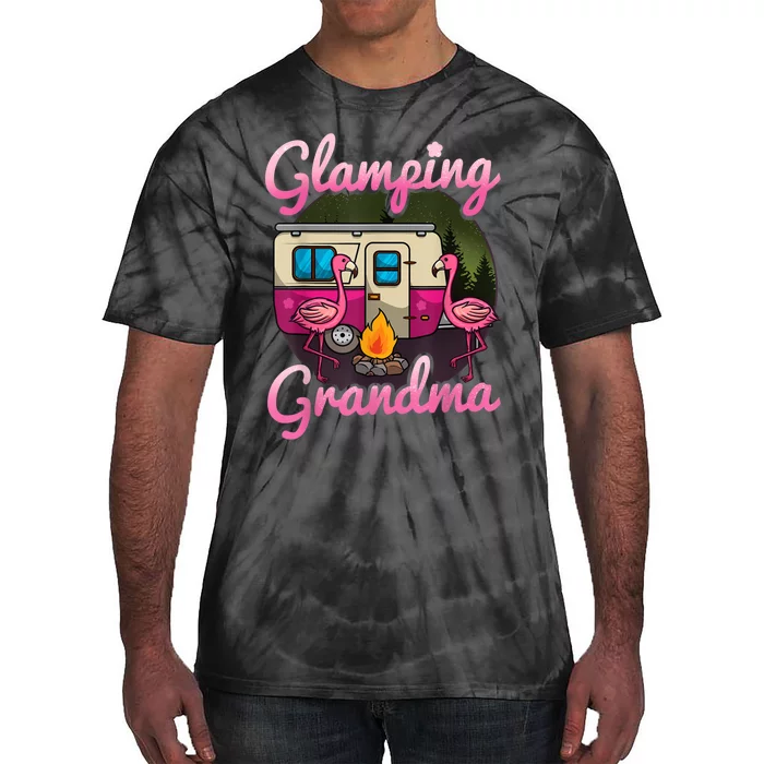 Glamping Grandma RV Flamingos Gift Camper Camping Gift Tie-Dye T-Shirt