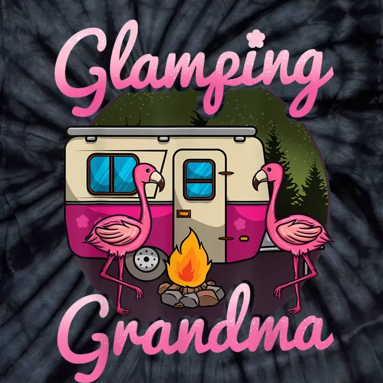 Glamping Grandma RV Flamingos Gift Camper Camping Gift Tie-Dye T-Shirt