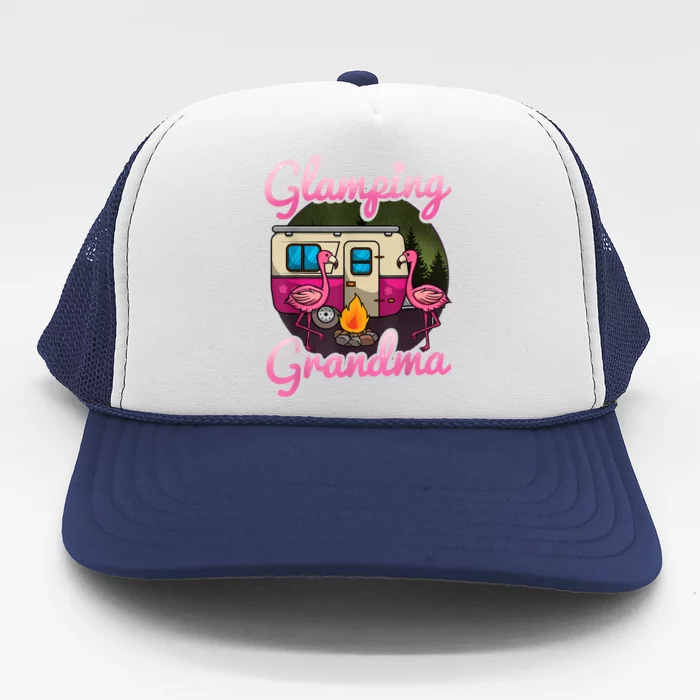 Glamping Grandma RV Flamingos Gift Camper Camping Gift Trucker Hat