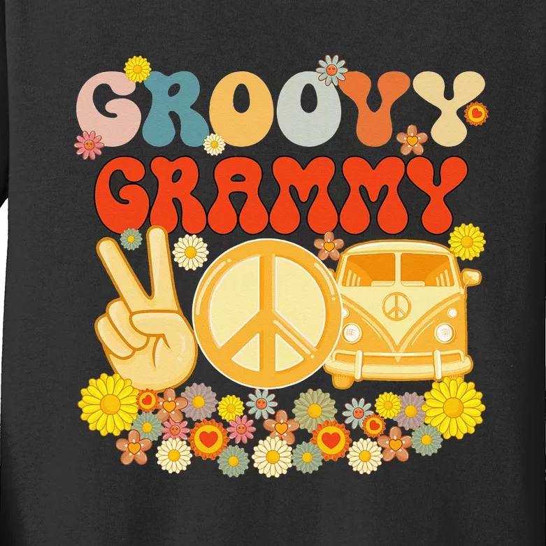 Groovy Grammy Retro Matching Family Baby Shower Mother's Day Kids Long Sleeve Shirt