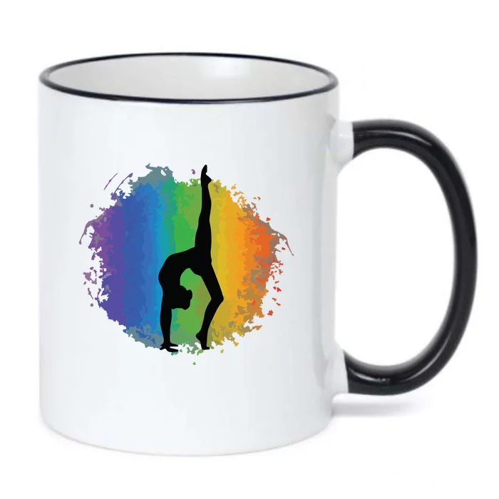 Girl Gymnastics Rainbow Colors Acrobatic Acro Gymnast Black Color Changing Mug