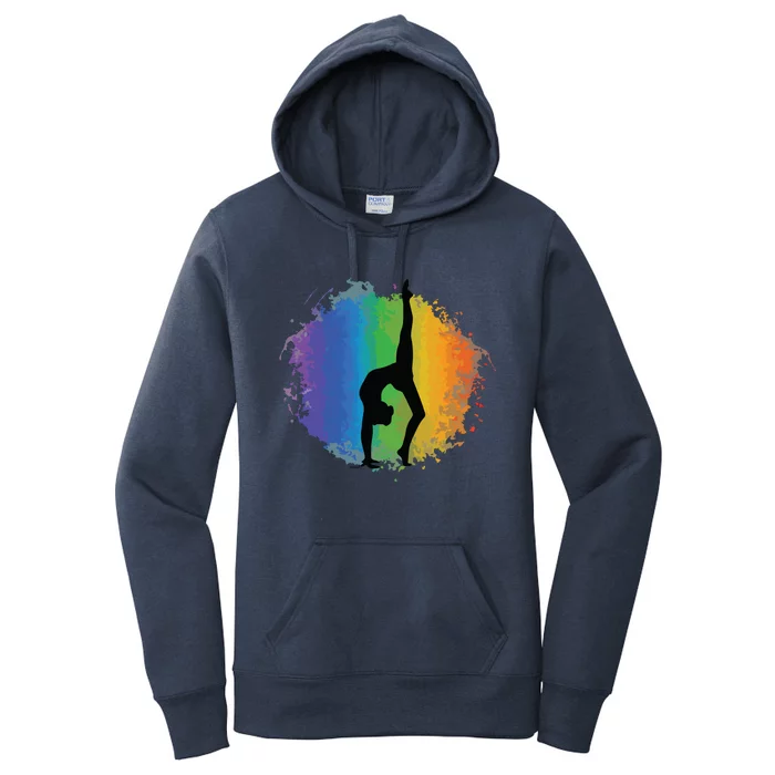 Girl Gymnastics Rainbow Colors Acrobatic Acro Gymnast Women's Pullover Hoodie