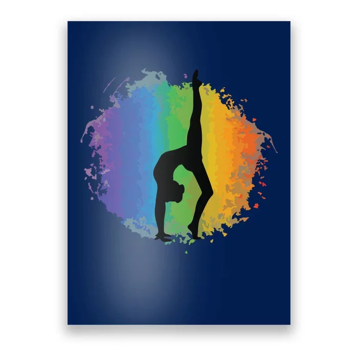 Girl Gymnastics Rainbow Colors Acrobatic Acro Gymnast Poster