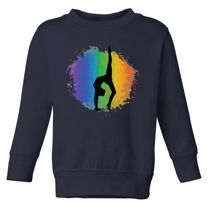 Girl Gymnastics Rainbow Colors Acrobatic Acro Gymnast Toddler Sweatshirt