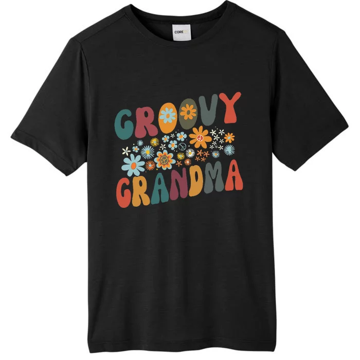 Groovy Grandma Retro Colorful Flowers Grandmother ChromaSoft Performance T-Shirt