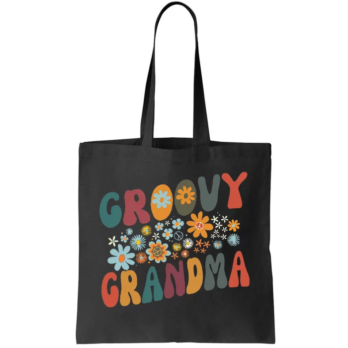 Groovy Grandma Retro Colorful Flowers Grandmother Tote Bag