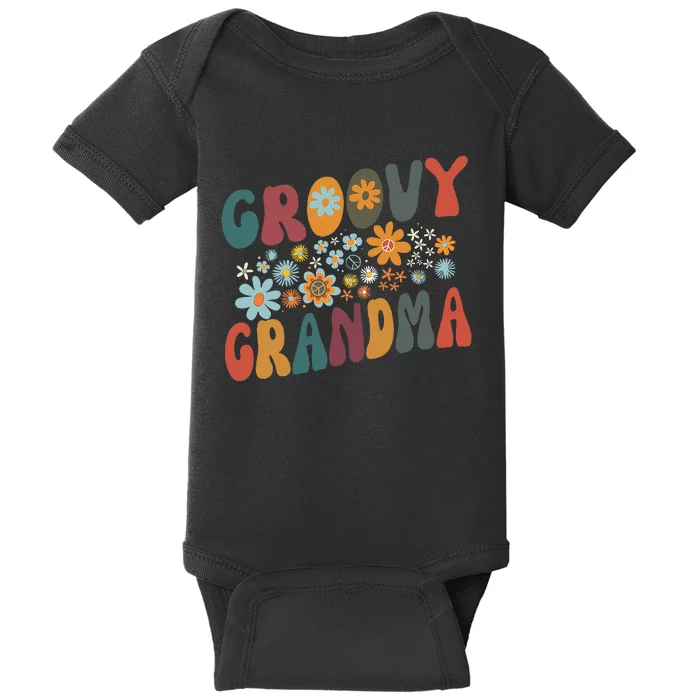 Groovy Grandma Retro Colorful Flowers Grandmother Baby Bodysuit