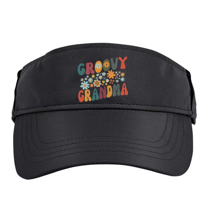 Groovy Grandma Retro Colorful Flowers Design Grandmother Adult Drive Performance Visor