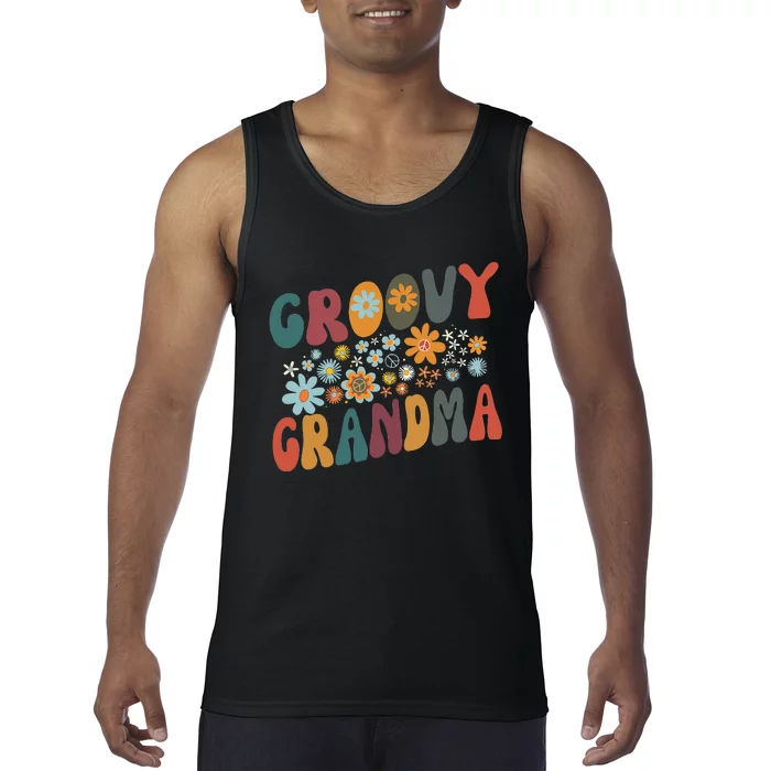 Groovy Grandma Retro Colorful Flowers Design Grandmother Tank Top