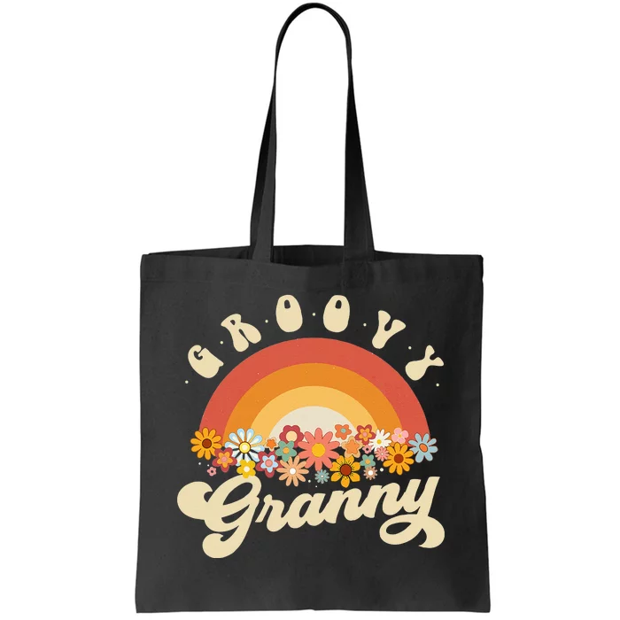 Groovy Granny Retro Rainbow Colorful Flowers Design Grandma Tote Bag