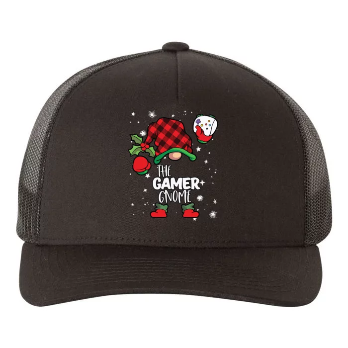 Gamer Gnome Red Buffalo Plaid Matching Family Christmas Yupoong Adult 5-Panel Trucker Hat