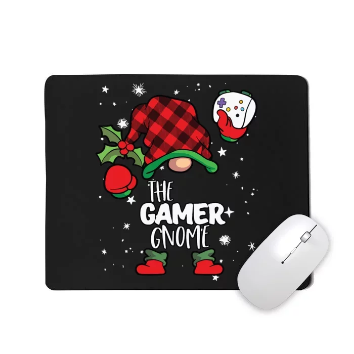 Gamer Gnome Red Buffalo Plaid Matching Family Christmas Mousepad