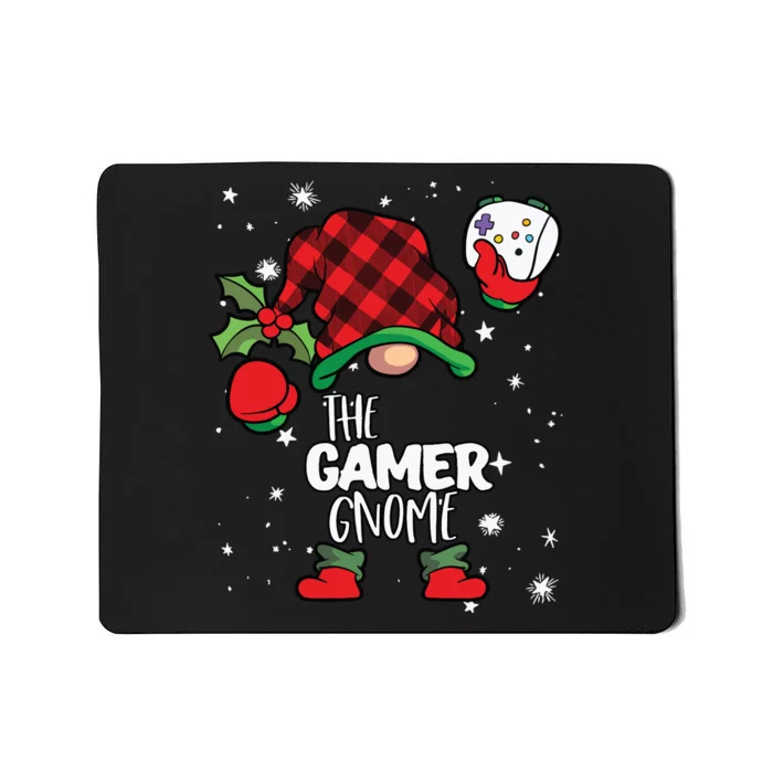 Gamer Gnome Red Buffalo Plaid Matching Family Christmas Mousepad