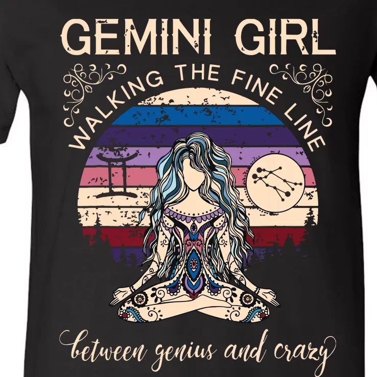 Gemini Girl Retro Zodiac V-Neck T-Shirt