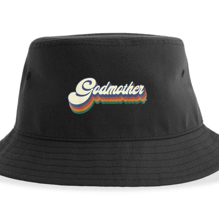 Godmother Gifts Retro Vintage Mother's Day Godmother Sustainable Bucket Hat