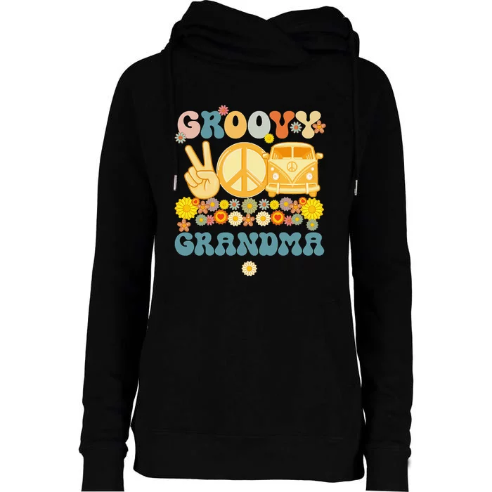 Groovy Grandma Retro Matching Family Baby Shower Mother's Da Womens Funnel Neck Pullover Hood