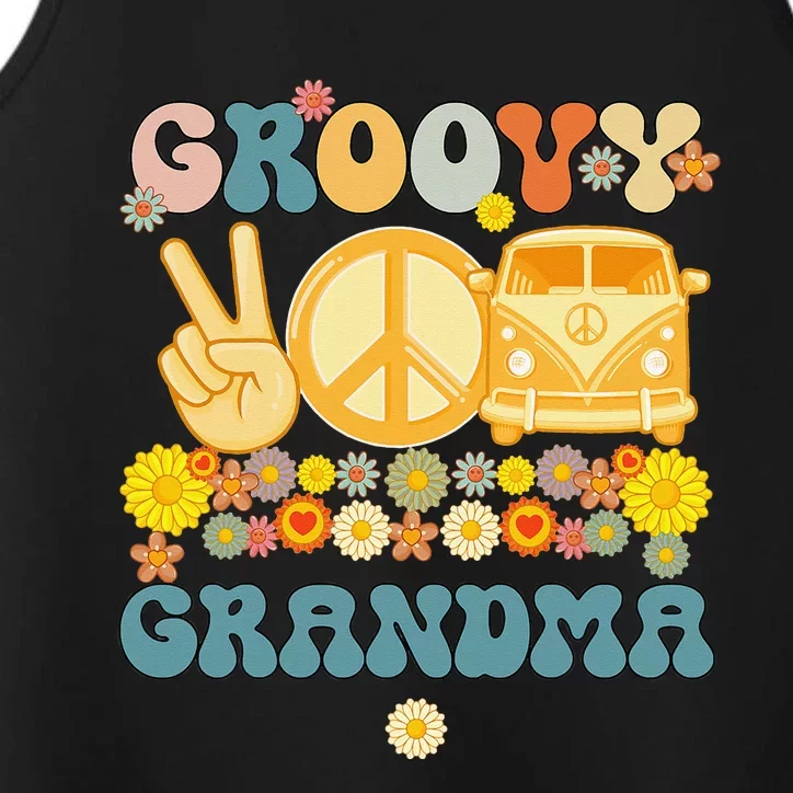 Groovy Grandma Retro Matching Family Baby Shower Mother's Da Performance Tank