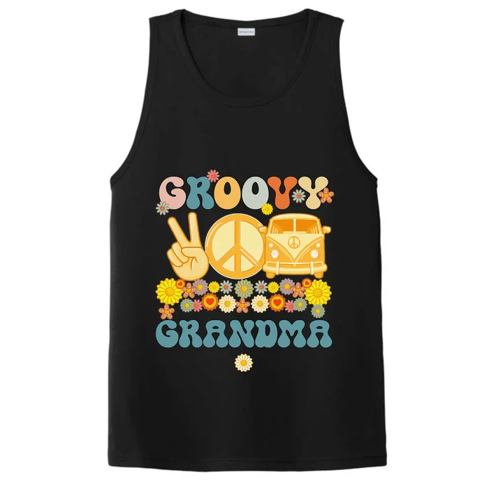 Groovy Grandma Retro Matching Family Baby Shower Mother's Da Performance Tank