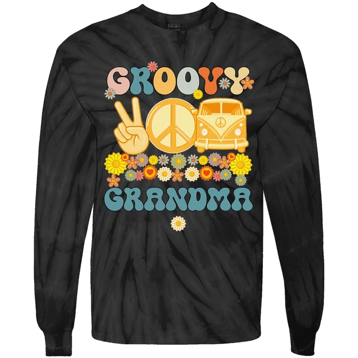 Groovy Grandma Retro Matching Family Baby Shower Mother's Da Tie-Dye Long Sleeve Shirt