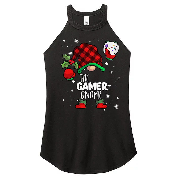 Gamer Gnome Red Buffalo Plaid Matching Family Christmas Women’s Perfect Tri Rocker Tank