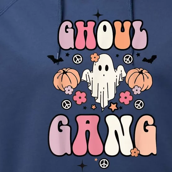 Ghoul Gang Retro Groovy Flowers Funny Ghosts Boo Halloween Performance Fleece Hoodie