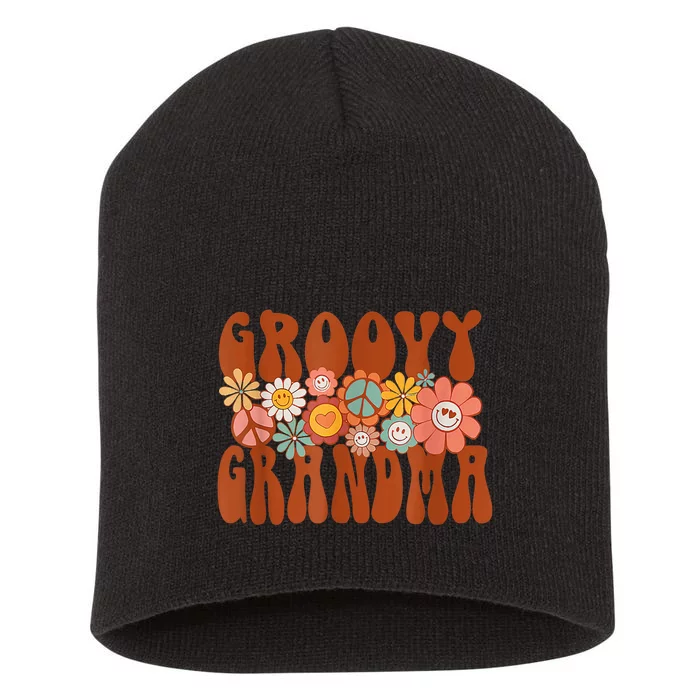 Groovy Grandma Retro Matching Family Baby Shower Mothers Day Short Acrylic Beanie