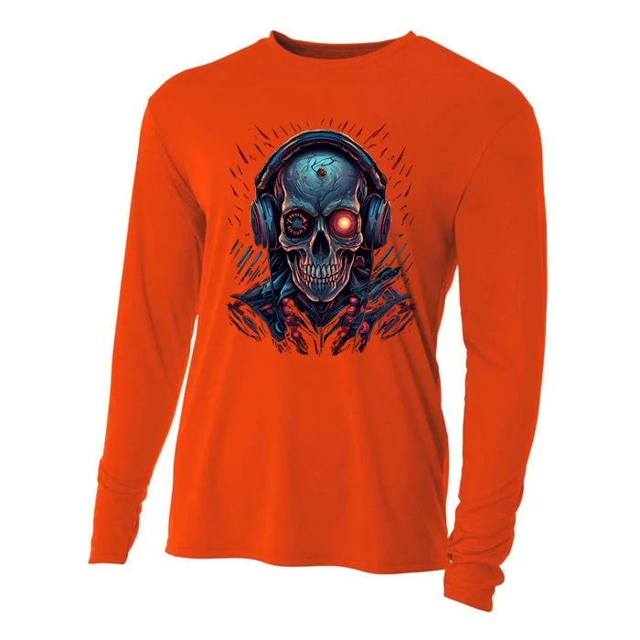 Gaming Gamer Skeleton Video Games Halloween Gift Cooling Performance Long Sleeve Crew